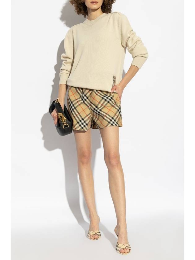 Check Label Wool Knit Top Nutmeg - BURBERRY - BALAAN 3