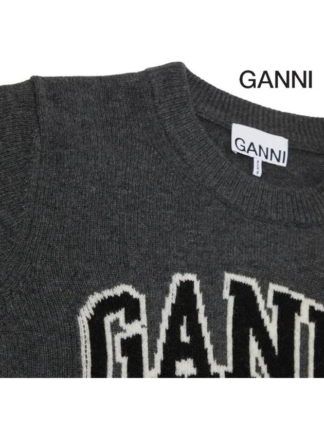 Graphic Bear Knit Top Grey - GANNI - BALAAN 5