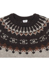 Triomphe Fair Isle Crew Neck Knit Top Grey Brown - CELINE - BALAAN 4