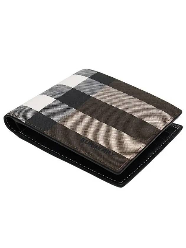 Check Leather International Bifold Wallet Dark Birch Brown - BURBERRY - BALAAN 9