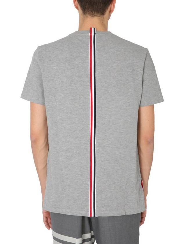 Men's Center Back Striped Short Sleeve T-Shirt Light Grey - THOM BROWNE - BALAAN 5