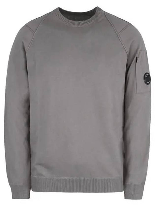 Men's Lens Wappen Long Sleeve Knit Top Gray - CP COMPANY - BALAAN.