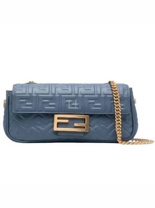 Baguette Medium Nappa Leather Chain Shoulder Bag Blue - FENDI - BALAAN 2