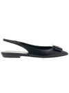 Anais Leather Slingback Flat Black - SAINT LAURENT - BALAAN 3