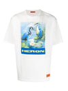 Swan Printing Short Sleeve T Shirt White - HERON PRESTON - BALAAN 1