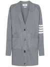 Stitched Cotton 4 Bar Cardigan Grey - THOM BROWNE - BALAAN 2