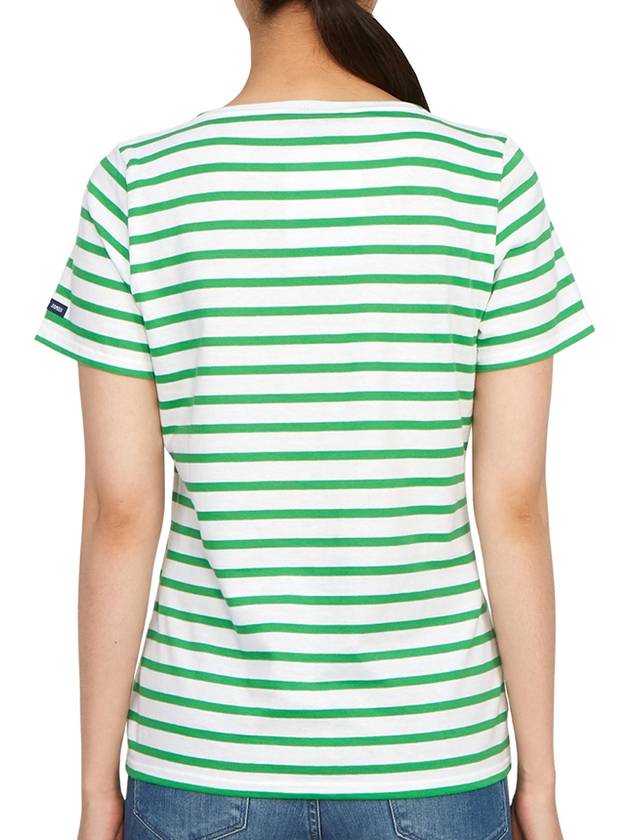 Etrille Striped Short Sleeve T-Shirt White Green - SAINT JAMES - BALAAN 5