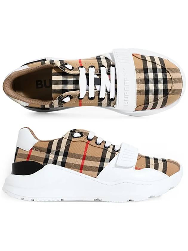 Vintage Check And Leather Sneakers White Archive Beige - BURBERRY - BALAAN 5