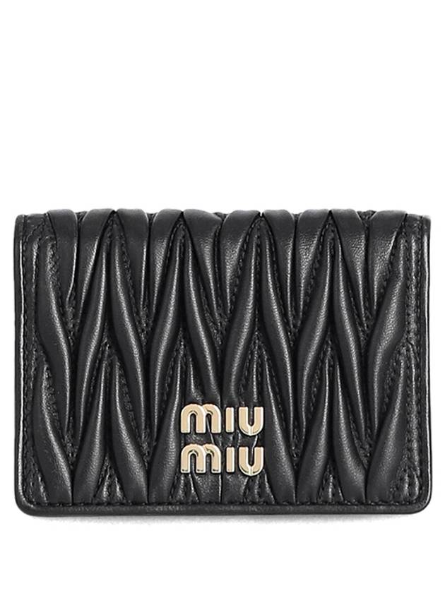 Matelasse Nappa Leather Card Wallet Black - MIU MIU - BALAAN 3