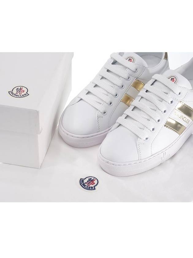 Triple Logo Leather Low Top Sneakers White - MONCLER - BALAAN 9