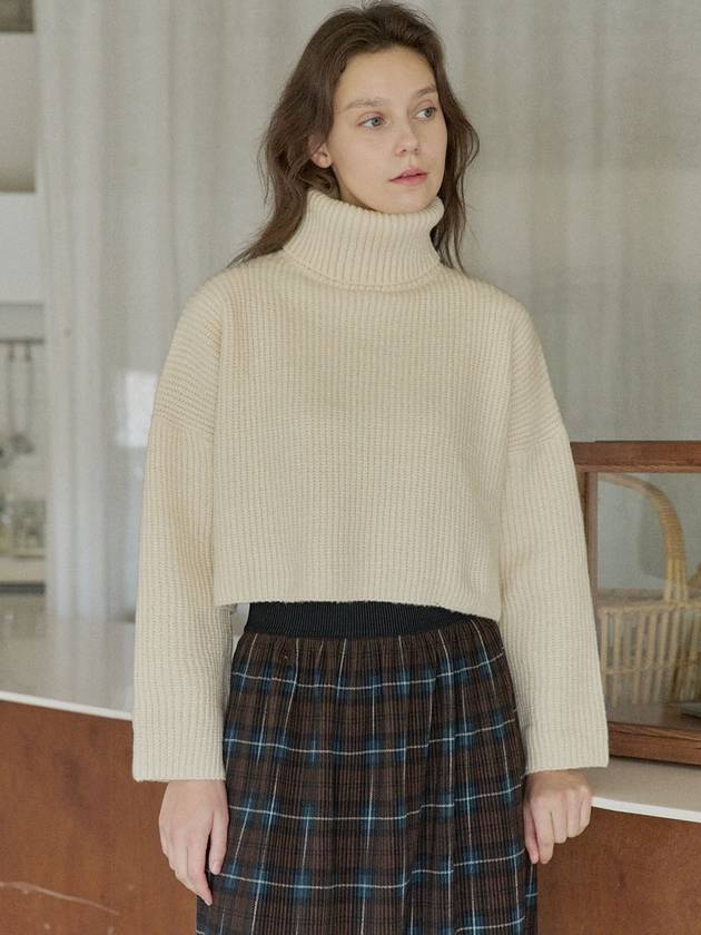 Pullover Crop Knit Turtleneck Ivory - AVANT-G - BALAAN 4