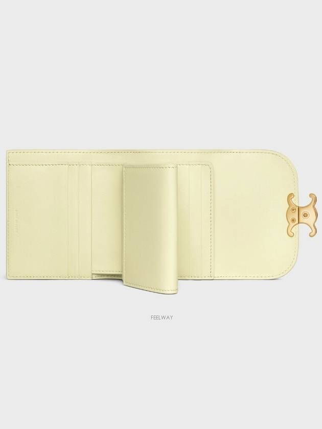 Shiny Triomphe Small Calfskin Half Wallet Light Yellow - CELINE - BALAAN 4