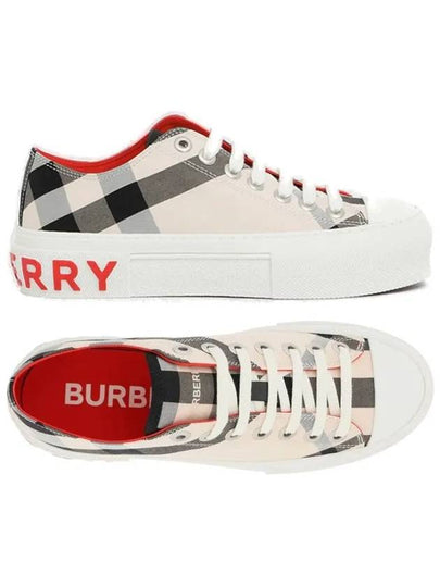 Check Cotton Low Top Sneakers Ivory - BURBERRY - BALAAN 2