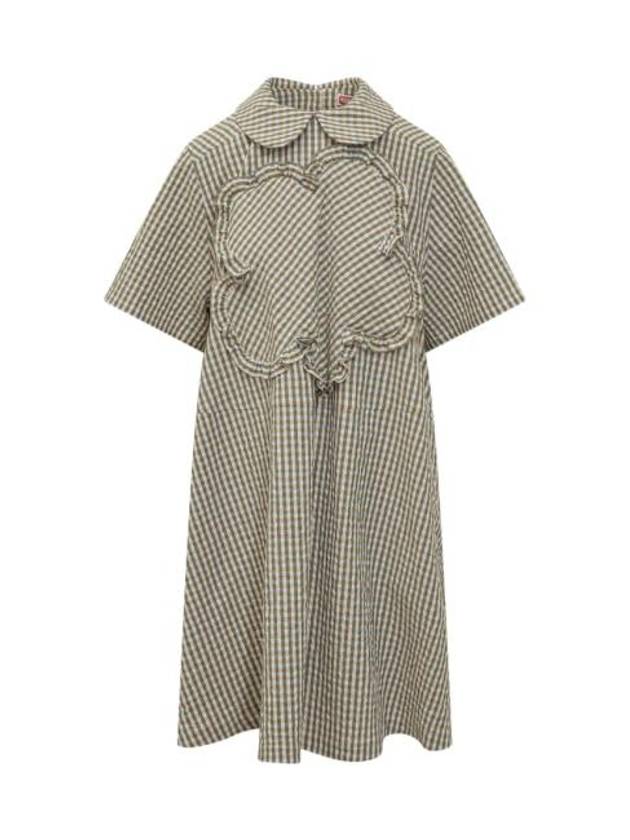 Gingham Baby Doll Cotton Midi Dress Green - KENZO - BALAAN 2