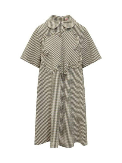 Gingham Baby Doll Cotton Midi Dress Green - KENZO - BALAAN 2