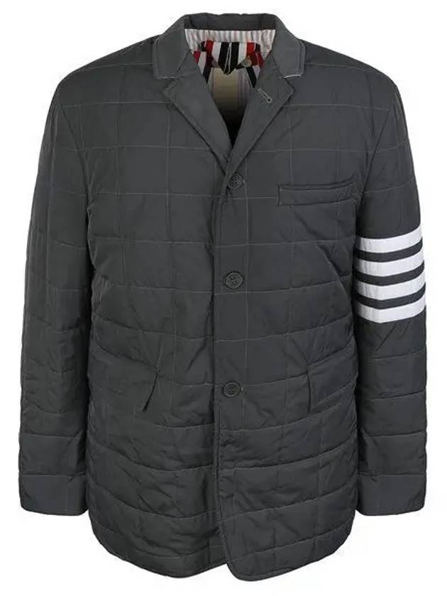 4 Bar Poly Twill Padding Blazer Jacket Grey - THOM BROWNE - BALAAN 2