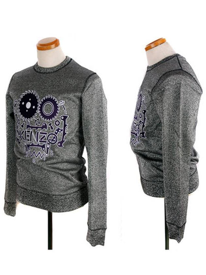 5SW062 AG silver pearl brushed sawtooth embroidery sweatshirt - KENZO - BALAAN 2