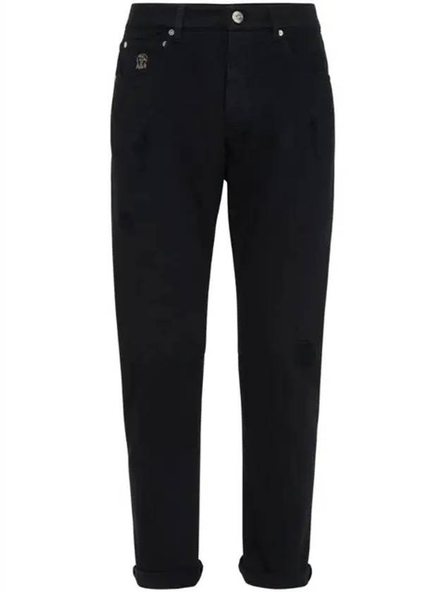 Ripped Straight-Leg Jeans Black - BRUNELLO CUCINELLI - BALAAN 2