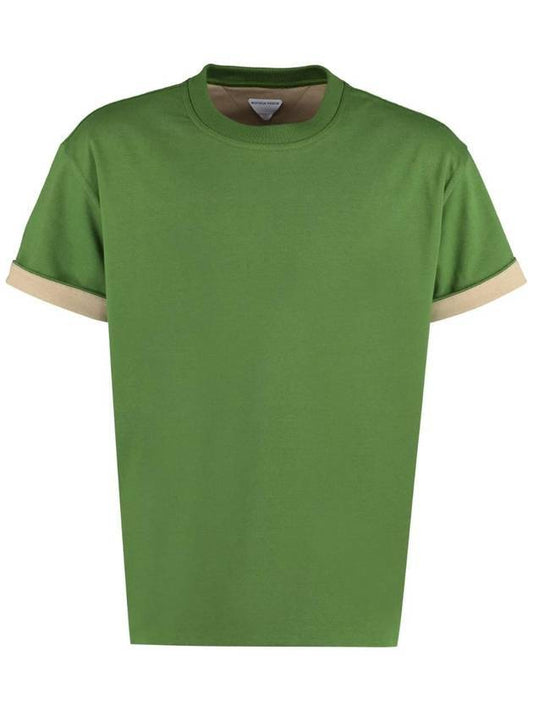 Double Layered Cotton Jersey Short Sleeve T-Shirt Green - BOTTEGA VENETA - BALAAN 1