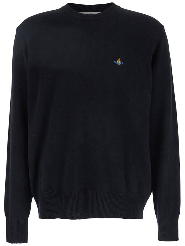 'Alex' Black Crewneck Sweater With Orb Logo Detail On The Front In Wool And Cashmere Woman - VIVIENNE WESTWOOD - BALAAN 1