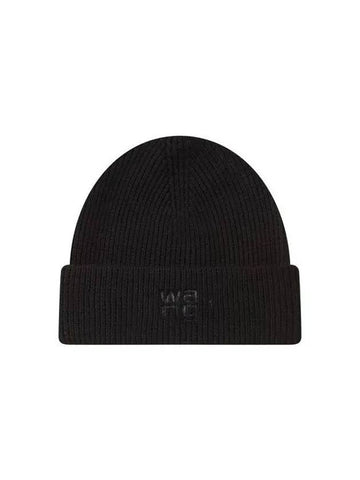 Debossed Logo Knit Beanie Black 270728 - ALEXANDER WANG - BALAAN 1