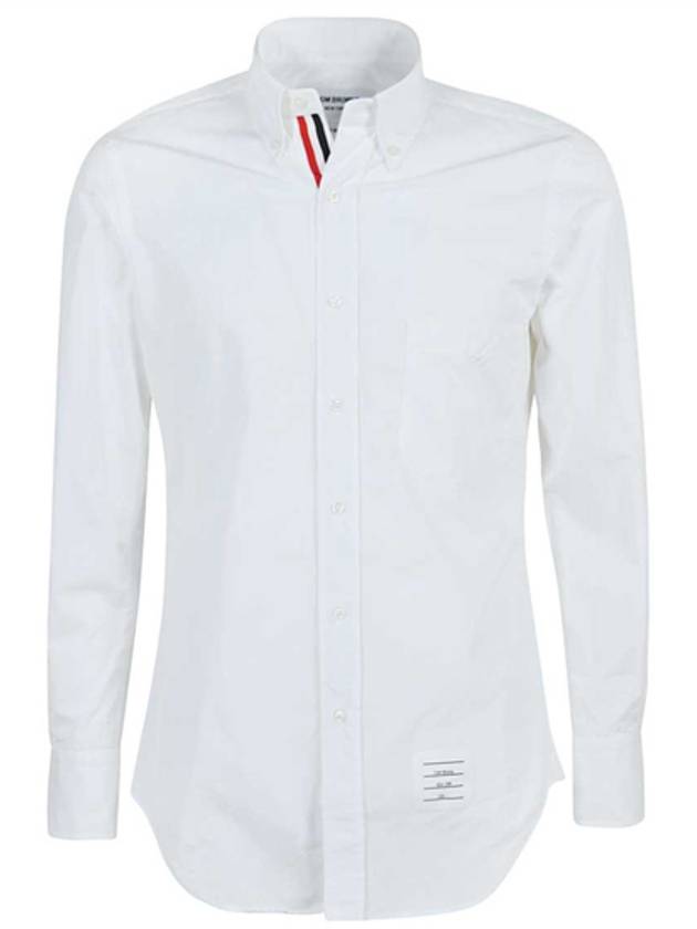 Men's Grosgrain Placket Solid Poplin Long Sleeve Shirt White - THOM BROWNE - BALAAN 2