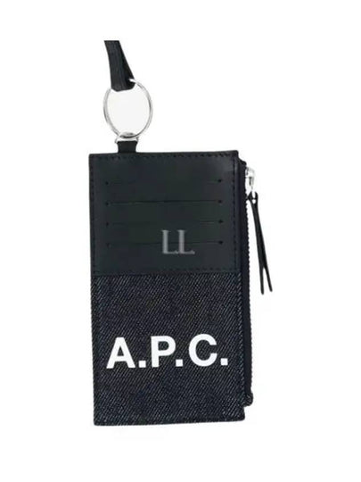 Axel Strap Leather Card Wallet Dark Navy - A.P.C. - BALAAN 2