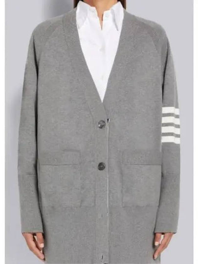 Stitched Cotton 4 Bar Cardigan Grey - THOM BROWNE - BALAAN 2