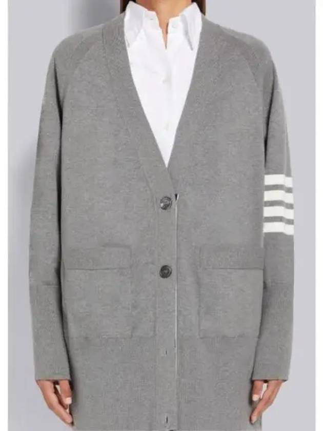 Stitched Cotton 4 Bar Cardigan Grey - THOM BROWNE - BALAAN 2