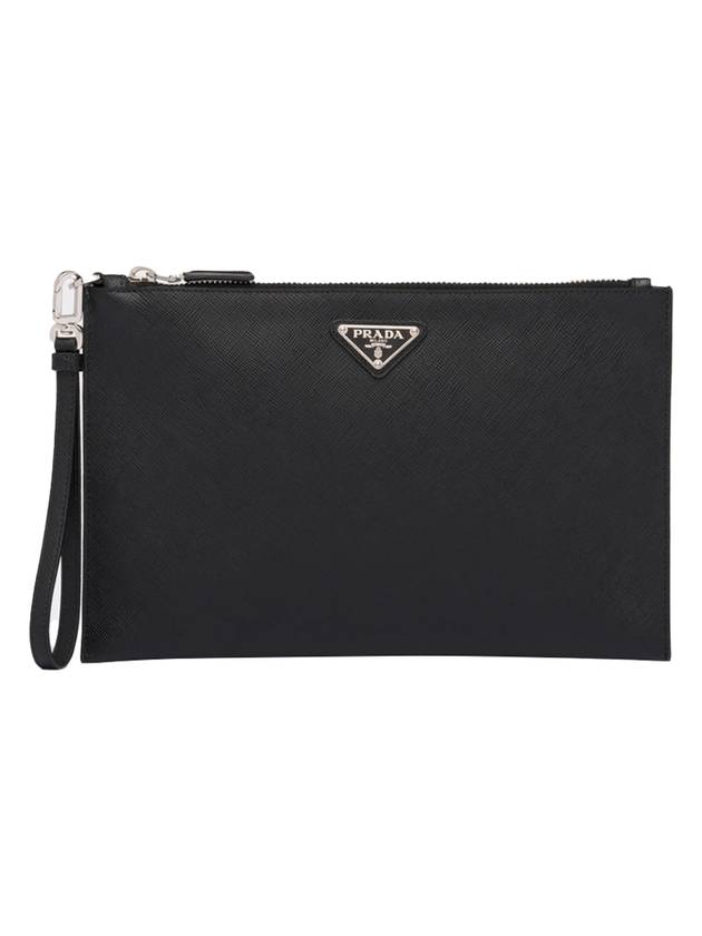 Saffiano Leather Clutch Bag Black - PRADA - BALAAN 1