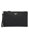 Saffiano Leather Clutch Bag Black - PRADA - BALAAN 1