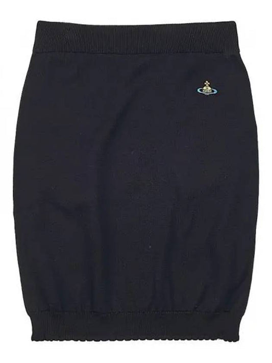 Women's ORB Logo Embroidered Knit H-Line Skirt Black - VIVIENNE WESTWOOD - BALAAN 2