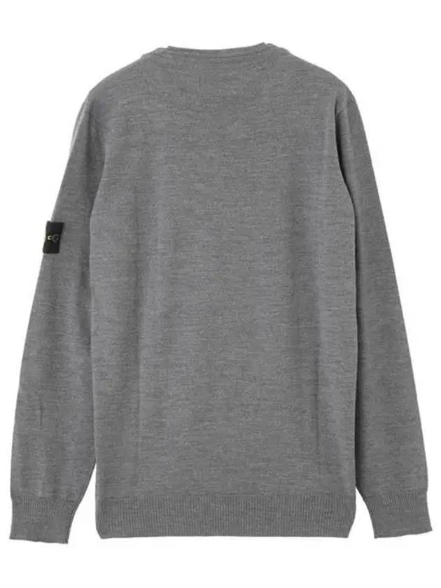 Logo Patch Round Neck Knit Top Grey - STONE ISLAND - BALAAN 3