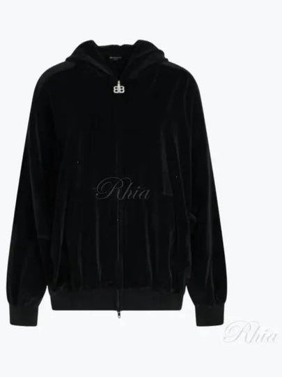 Rhinestone Embellished Hooded Jacket Black - BALENCIAGA - BALAAN 2