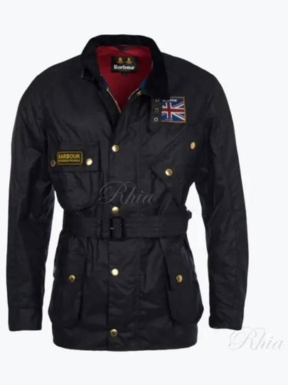 Men's International Union Jack Wax Jacket Black - BARBOUR - BALAAN 2