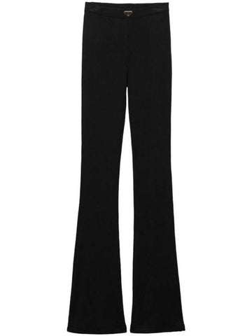 Ribbed Knit Jersey Straight Pants Black - PRADA - BALAAN 1