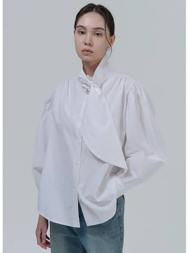 Pearl leaf tie cotton blouse - EGOEDIT - BALAAN 1