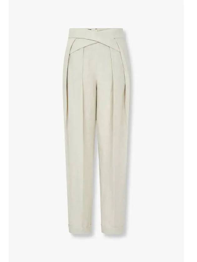 Women s Two Tuck Pleated Roll Up Pants Light Beige - EMPORIO ARMANI - BALAAN 1