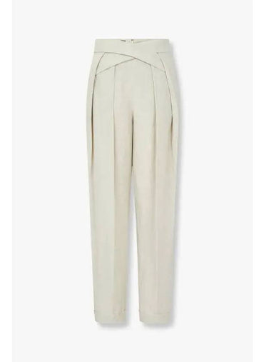 Women s Two Tuck Pleated Roll Up Pants Light Beige - EMPORIO ARMANI - BALAAN 1