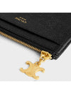 Triomphe Charms Zipper Grained Calfskin Card Wallet Black - CELINE - BALAAN 4