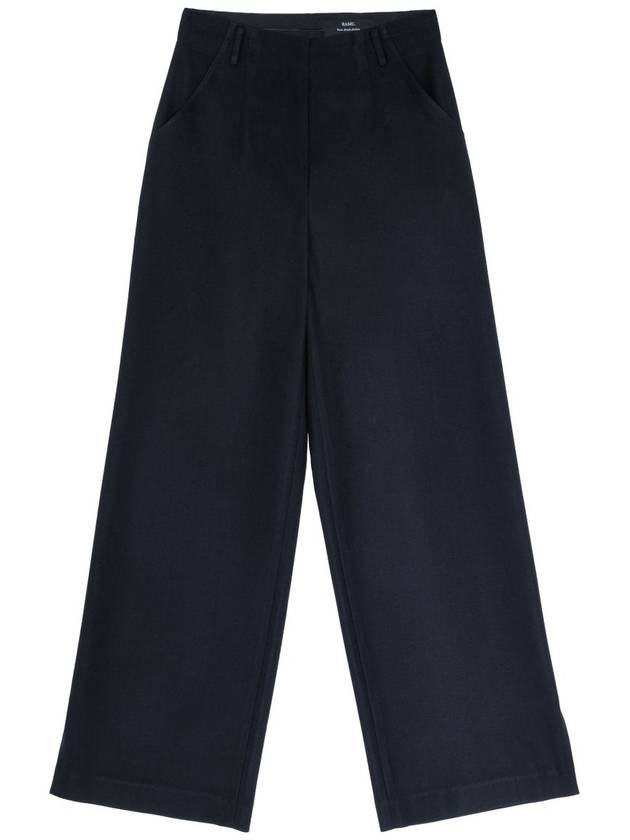 Meryl wool hem side slits high waist straight wide slacks pants midnight MERYL10MN - RAMUSTUDIO - BALAAN 3