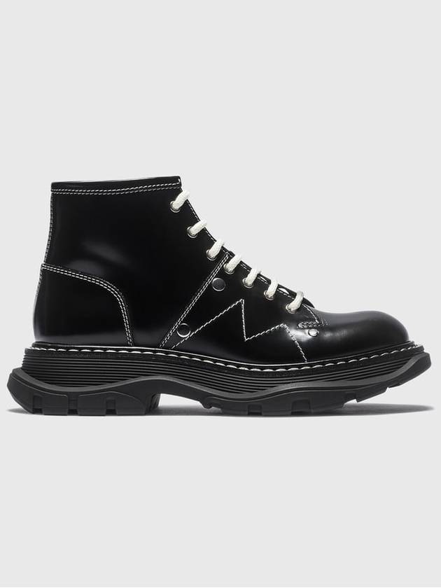 Men's Black Leather Tread Lace-Up Boots 604253 WHZ85 1081 - ALEXANDER MCQUEEN - BALAAN 1