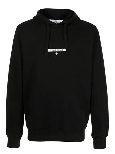 Micro Logo Print Hoodie Black - STONE ISLAND - BALAAN 2