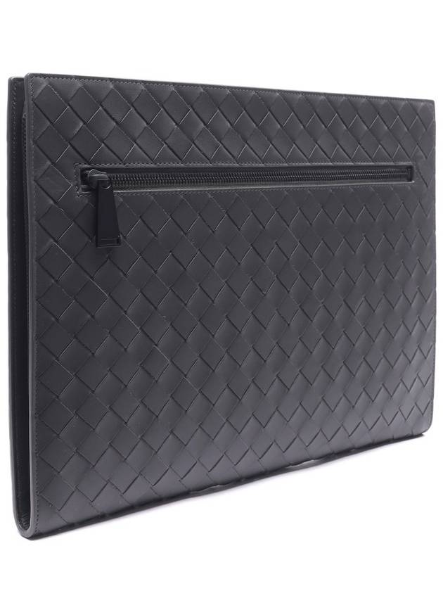 Intrecciato Document Clutch Bag Grey - BOTTEGA VENETA - BALAAN 4