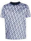 FF Motif Tech Mesh Short Sleeve T-Shirt White Blue - FENDI - BALAAN 1