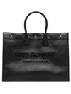 Rive Gauche Logo Leather Tote Bag Black - SAINT LAURENT - BALAAN 2