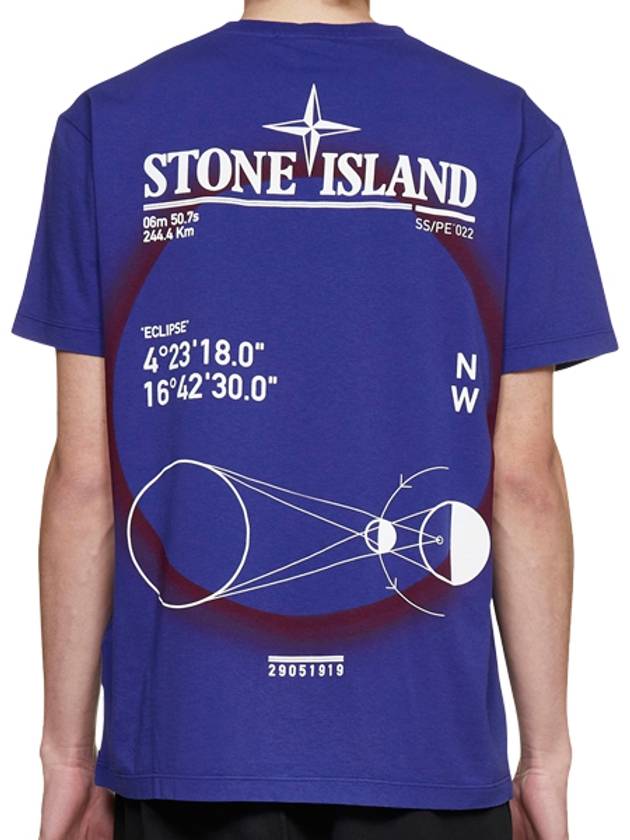 Solar Eclipse Print Short Sleeve T-Shirt Blue - STONE ISLAND - BALAAN.