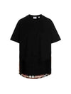 Back Check Panel Cotton Oversized Short Sleeve T-Shirt Black - BURBERRY - BALAAN 2