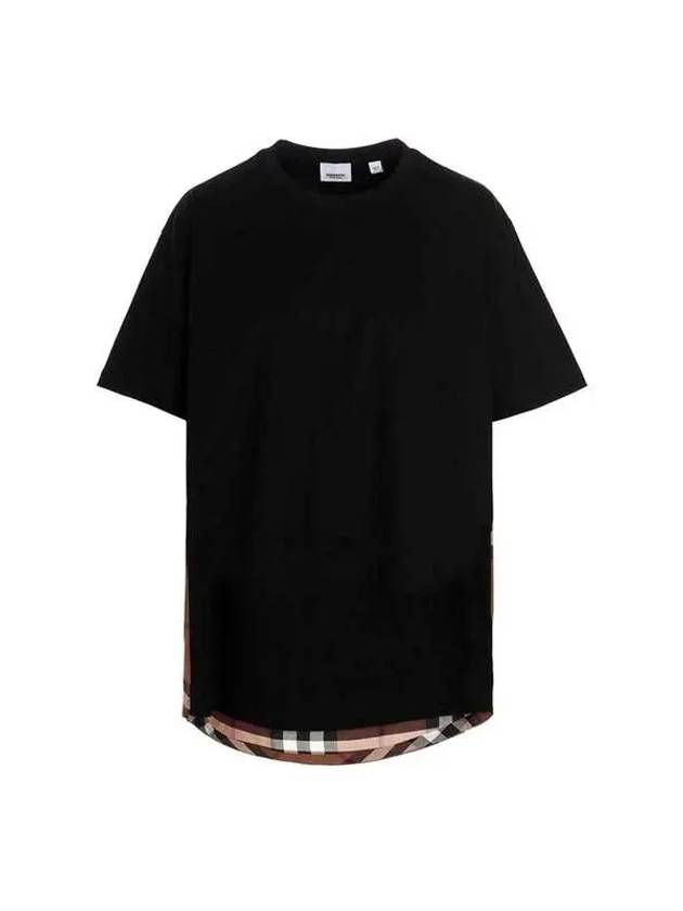 Back Check Panel Cotton Oversized Short Sleeve T-Shirt Black - BURBERRY - BALAAN 2