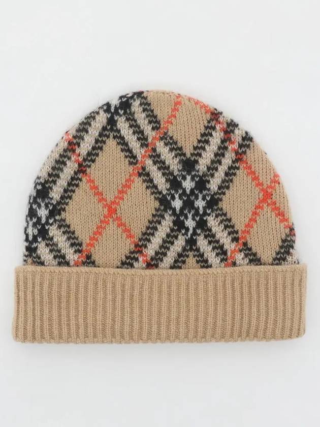 Check Cashmere Beanie Sand - BURBERRY - BALAAN 3